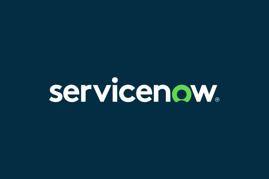 ServiceNow logo on blue background