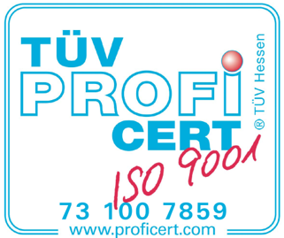 ISO 9001 certification badge TUV Hessen