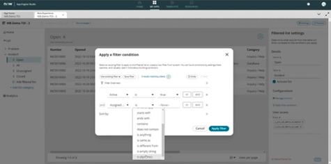 Apply filter condition - ServiceNow Utah release