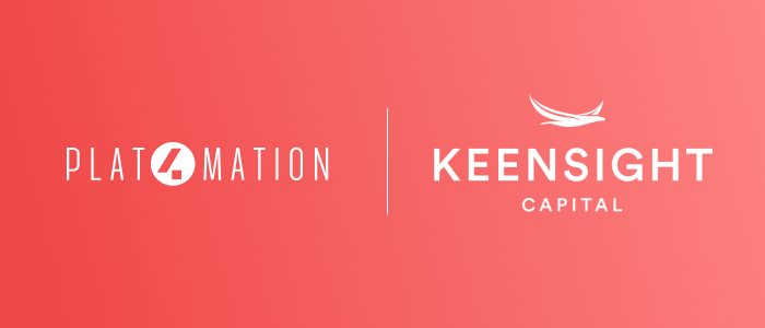 Plat4mation x Keensight Capital logos on red background