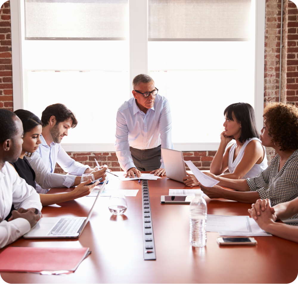 People having a meeting at a table