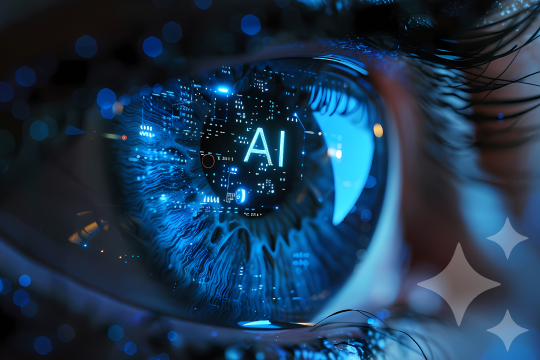 A human eye representing look into AI future